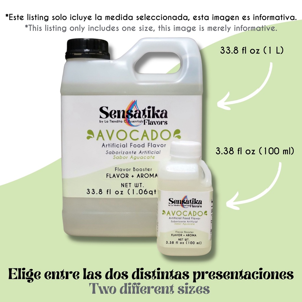 33.8 fl oz avocado flavor-3.38 fl oz-1 Liter- 100 ml