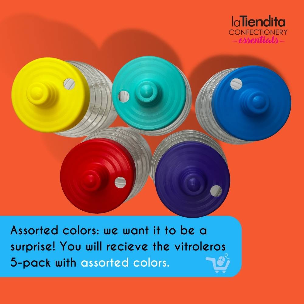 5 pack-assorted colors-mini vitrolero-jar-container-individual-intense colors-FREE straws