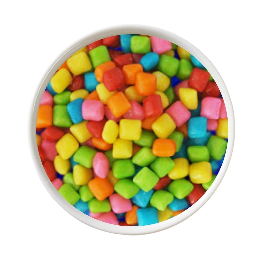 55 lb - Confectionery Square Color Bubble Gum - Assorted Colors - Ice Cream - Topping