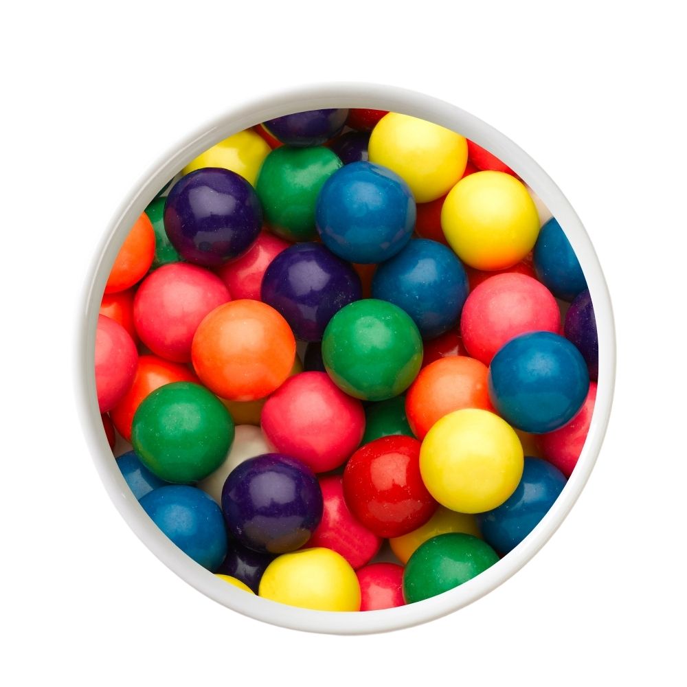 22 lb - Confectionery Color Bubble Gum - Round - Assorted bright colors