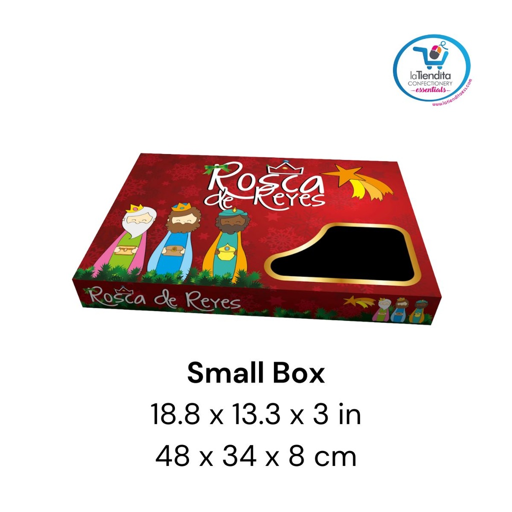 50 SMALL Rosca de Reyes Boxes (lid+base) 18.8 x 13.3 x 3 in LA TIENDITA ESSENTIALS