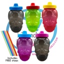 [062-39-425-C5] 5-pack Plastic Skull Jar -Assorted Colors- 33.8 fl oz LA TIENDITA ESSENTIALS
