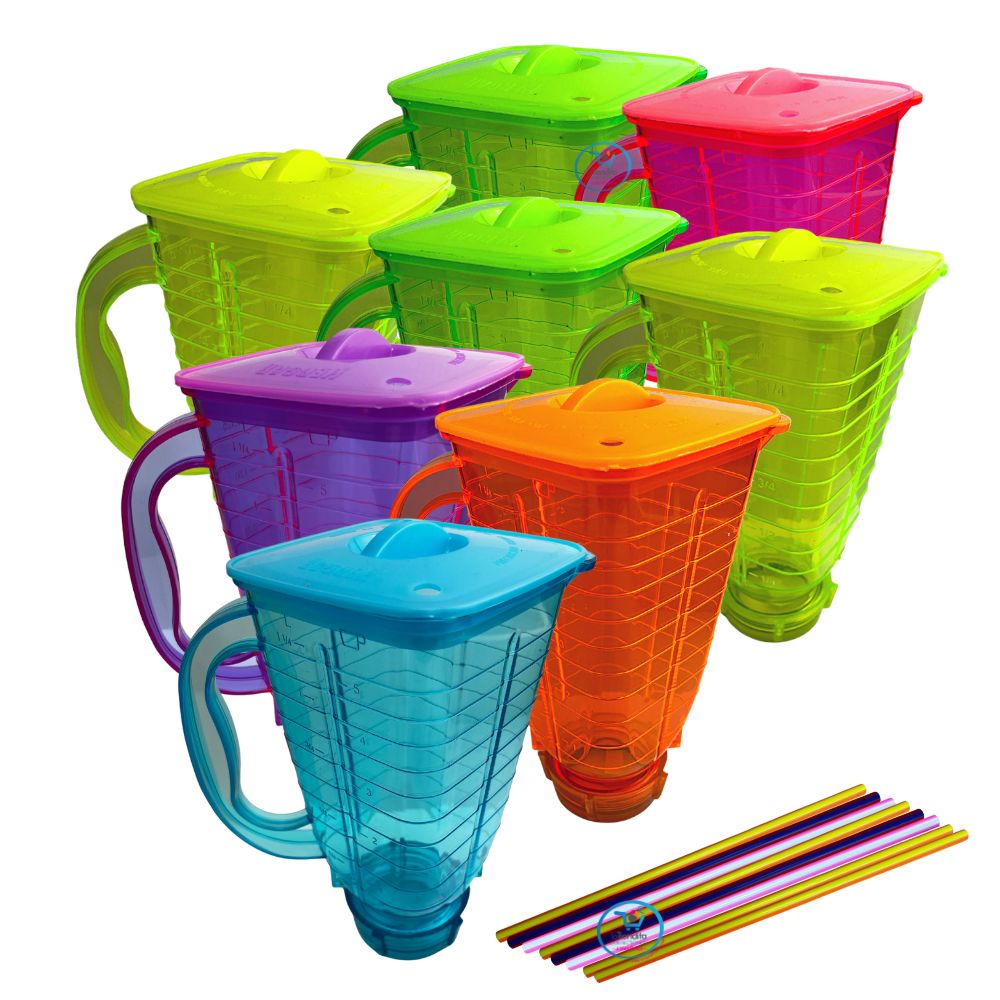 8-pack Blender Plastic Jar 42.3 fl oz capacity + Free Reusable Straw LA TIENDITA ESSENTIALS 
